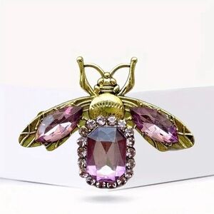 Elegant Gold and Purple Bee Brooch NEW Beautiful